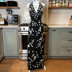Cache | Black & White Beaded Formal Dress